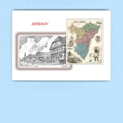 Cartes Postales impression Noir avec dpartement sur la ville de SEEBACH Titre : rue des eglises