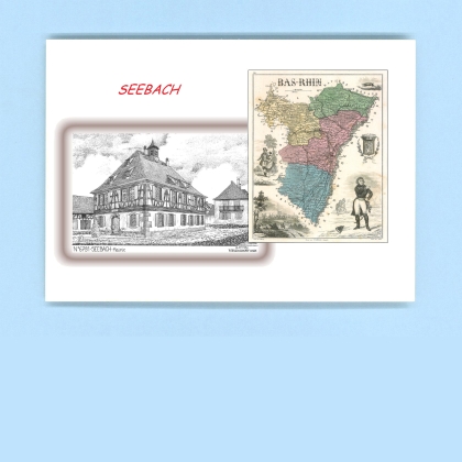 Cartes Postales impression Noir avec dpartement sur la ville de SEEBACH Titre : mairie
