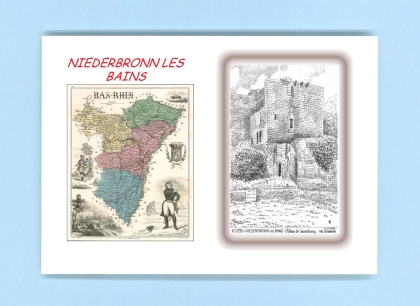 Cartes Postales impression Noir avec dpartement sur la ville de NIEDERBRONN LES BAINS Titre : chateau de wasenbourg