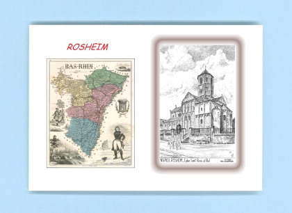 Cartes Postales impression Noir avec dpartement sur la ville de ROSHEIM Titre : eglise st pierre et paul
