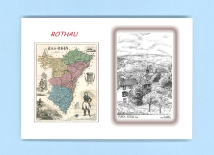 Cartes Postales impression Noir avec dpartement sur la ville de ROTHAU Titre : vue