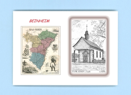 Cartes Postales impression Noir avec dpartement sur la ville de BEINHEIM Titre : chapelle