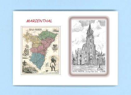 Cartes Postales impression Noir avec dpartement sur la ville de MARIENTHAL Titre : basilique notre dame