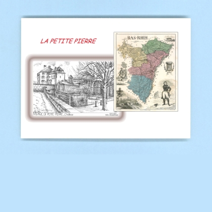 Cartes Postales impression Noir avec dpartement sur la ville de LA PETITE PIERRE Titre : chateau