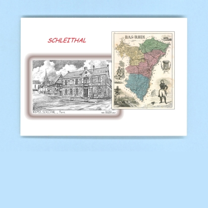 Cartes Postales impression Noir avec dpartement sur la ville de SCHLEITHAL Titre : mairie