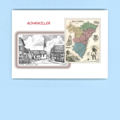 Cartes Postales impression Noir avec dpartement sur la ville de ROHRWILLER Titre : eglise
