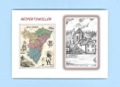 Cartes Postales impression Noir avec dpartement sur la ville de REIPERTSWILLER Titre : eglise st jacques