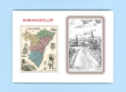 Cartes Postales impression Noir avec dpartement sur la ville de ROMANSWILLER Titre : eglises