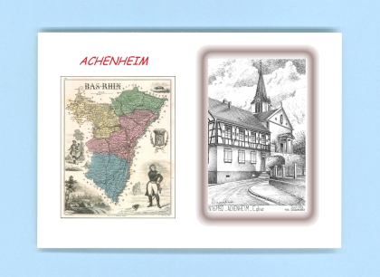 Cartes Postales impression Noir avec dpartement sur la ville de ACHENHEIM Titre : eglise