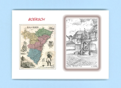 Cartes Postales impression Noir avec dpartement sur la ville de BOERSCH Titre : puits
