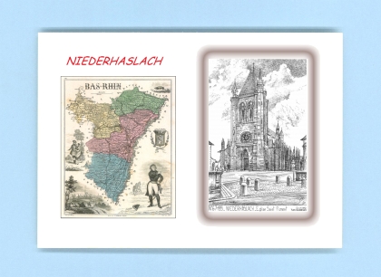 Cartes Postales impression Noir avec dpartement sur la ville de NIEDERHASLACH Titre : eglise st florent