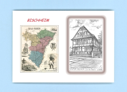 Cartes Postales impression Noir avec dpartement sur la ville de BISCHHEIM Titre : cour des boecklin