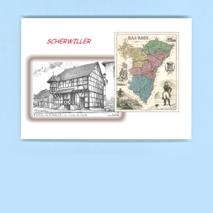 Cartes Postales impression Noir avec dpartement sur la ville de SCHERWILLER Titre : le corps de garde