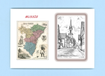 Cartes Postales impression Noir avec dpartement sur la ville de MUSSIG Titre : eglise