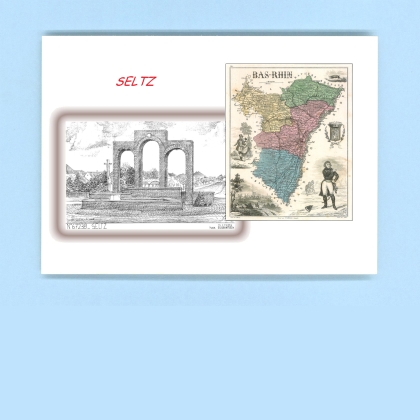 Cartes Postales impression Noir avec dpartement sur la ville de SELTZ Titre : vue