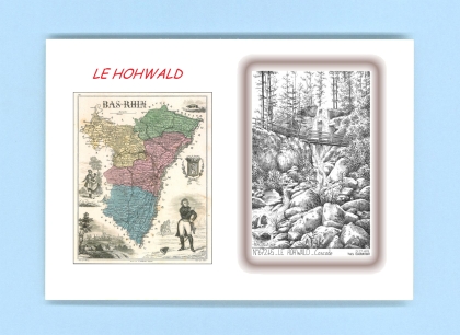 Cartes Postales impression Noir avec dpartement sur la ville de LE HOHWALD Titre : cascade