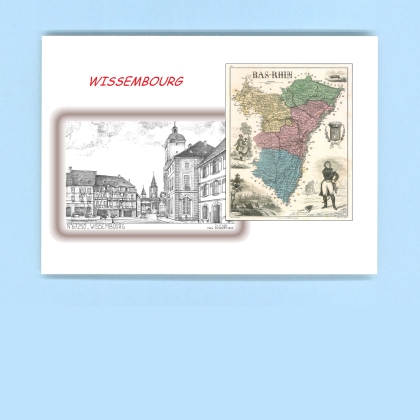 Cartes Postales impression Noir avec dpartement sur la ville de WISSEMBOURG Titre : vue