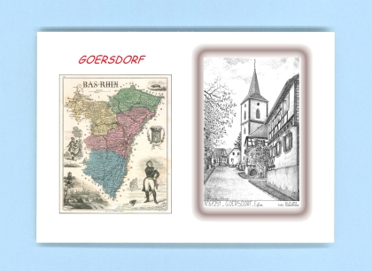 Cartes Postales impression Noir avec dpartement sur la ville de GOERSDORF Titre : eglise