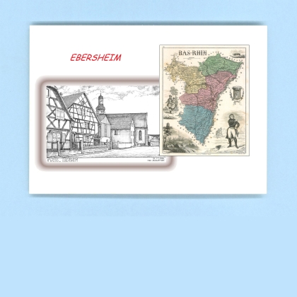 Cartes Postales impression Noir avec dpartement sur la ville de EBERSHEIM Titre : vue