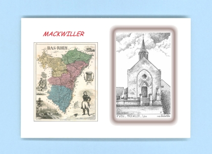 Cartes Postales impression Noir avec dpartement sur la ville de MACKWILLER Titre : temple