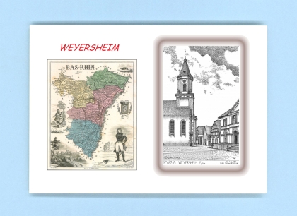 Cartes Postales impression Noir avec dpartement sur la ville de WEYERSHEIM Titre : eglise