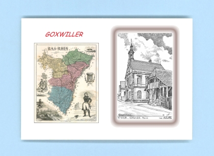 Cartes Postales impression Noir avec dpartement sur la ville de GOXWILLER Titre : mairie