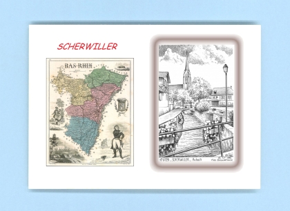 Cartes Postales impression Noir avec dpartement sur la ville de SCHERWILLER Titre : aubach