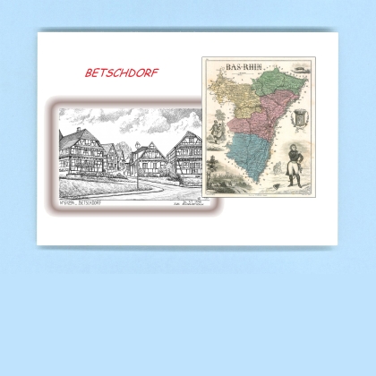 Cartes Postales impression Noir avec dpartement sur la ville de BETSCHDORF Titre : vue