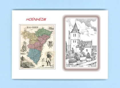 Cartes Postales impression Noir avec dpartement sur la ville de HOENHEIM Titre : chapelle