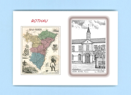 Cartes Postales impression Noir avec dpartement sur la ville de ROTHAU Titre : mairie