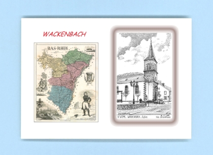 Cartes Postales impression Noir avec dpartement sur la ville de WACKENBACH Titre : eglise