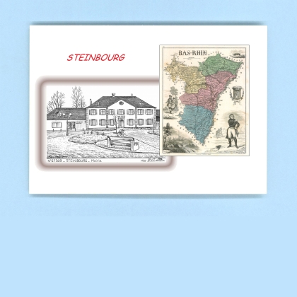 Cartes Postales impression Noir avec dpartement sur la ville de STEINBOURG Titre : mairie