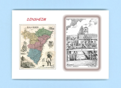 Cartes Postales impression Noir avec dpartement sur la ville de DINSHEIM Titre : vue