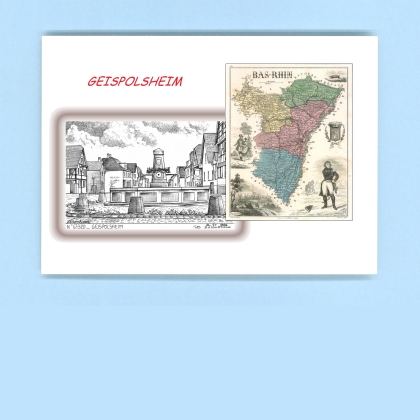 Cartes Postales impression Noir avec dpartement sur la ville de GEISPOLSHEIM Titre : vue