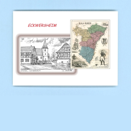 Cartes Postales impression Noir avec dpartement sur la ville de ECKWERSHEIM Titre : vue