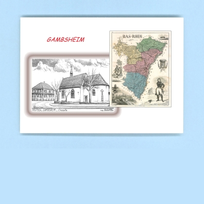 Cartes Postales impression Noir avec dpartement sur la ville de GAMBSHEIM Titre : chapelle