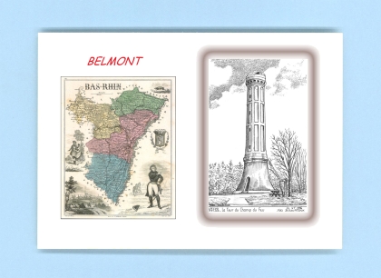 Cartes Postales impression Noir avec dpartement sur la ville de BELMONT Titre : la tour du champ du feu