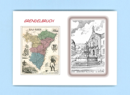 Cartes Postales impression Noir avec dpartement sur la ville de GRENDELBRUCH Titre : place de la mairie