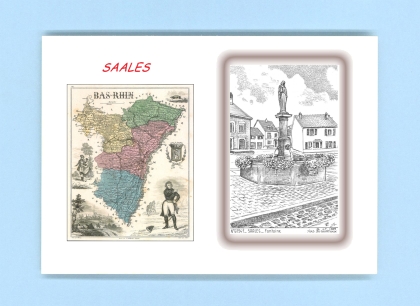 Cartes Postales impression Noir avec dpartement sur la ville de SAALES Titre : fontaine