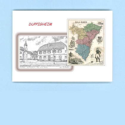 Cartes Postales impression Noir avec dpartement sur la ville de DUPPIGHEIM Titre : place de la mairie
