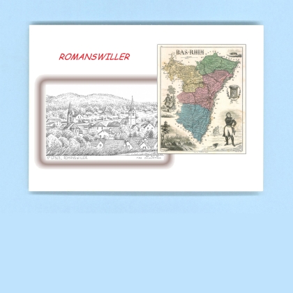 Cartes Postales impression Noir avec dpartement sur la ville de ROMANSWILLER Titre : vue