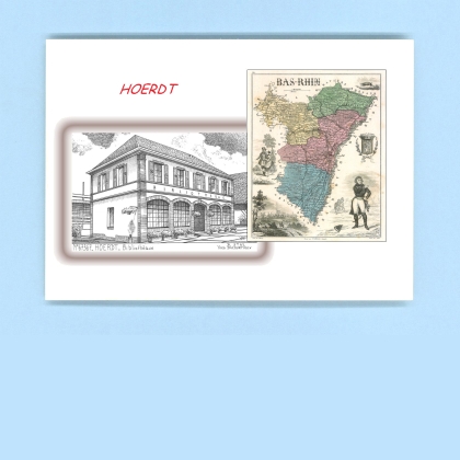 Cartes Postales impression Noir avec dpartement sur la ville de HOERDT Titre : bibliotheque