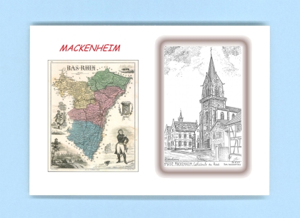 Cartes Postales impression Noir avec dpartement sur la ville de MACKENHEIM Titre : cathedrale du ried