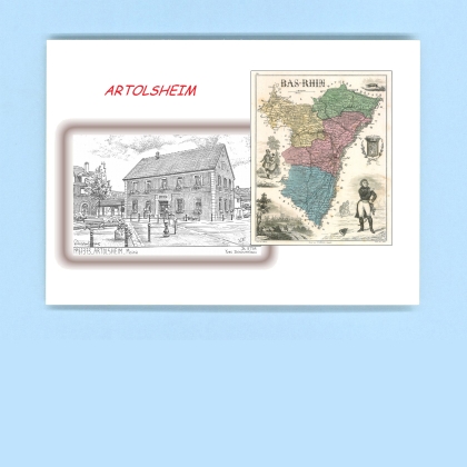 Cartes Postales impression Noir avec dpartement sur la ville de ARTOLSHEIM Titre : mairie