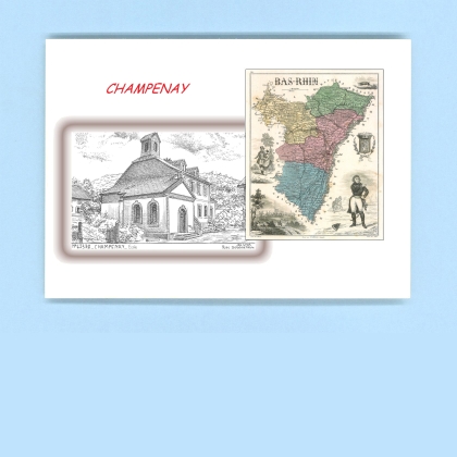 Cartes Postales impression Noir avec dpartement sur la ville de CHAMPENAY Titre : ecole