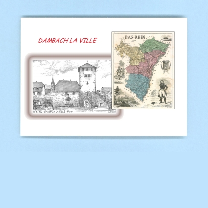 Cartes Postales impression Noir avec dpartement sur la ville de DAMBACH LA VILLE Titre : porte