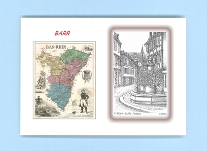 Cartes Postales impression Noir avec dpartement sur la ville de BARR Titre : fontaine