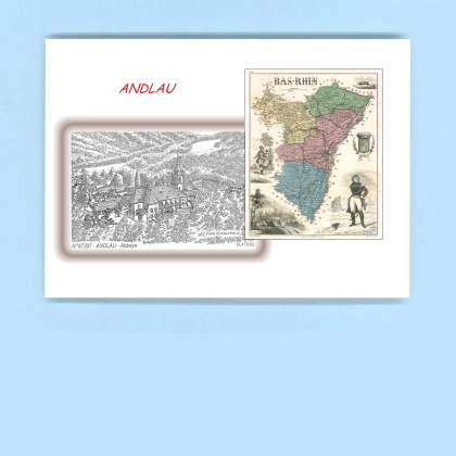 Cartes Postales impression Noir avec dpartement sur la ville de ANDLAU Titre : abbaye