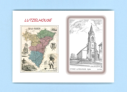 Cartes Postales impression Noir avec dpartement sur la ville de LUTZELHOUSE Titre : eglise