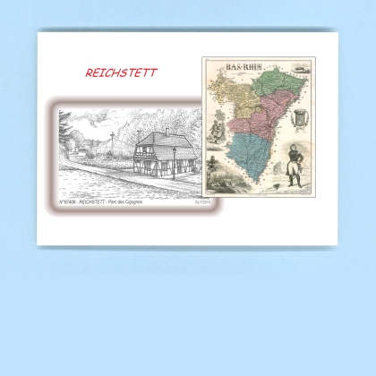 Cartes Postales impression Noir avec dpartement sur la ville de REICHSTETT Titre : parc des cigognes